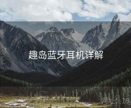 趣岛蓝牙耳机详解